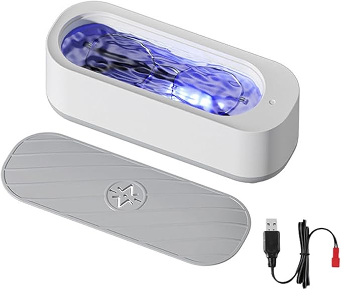 360° all-round multi-function cleaning machine with one-touch operation, household portable ultrasonic cleaning machine, ultrasonic cleaner for rings, glasses, jewelry, dentures(missing charger)