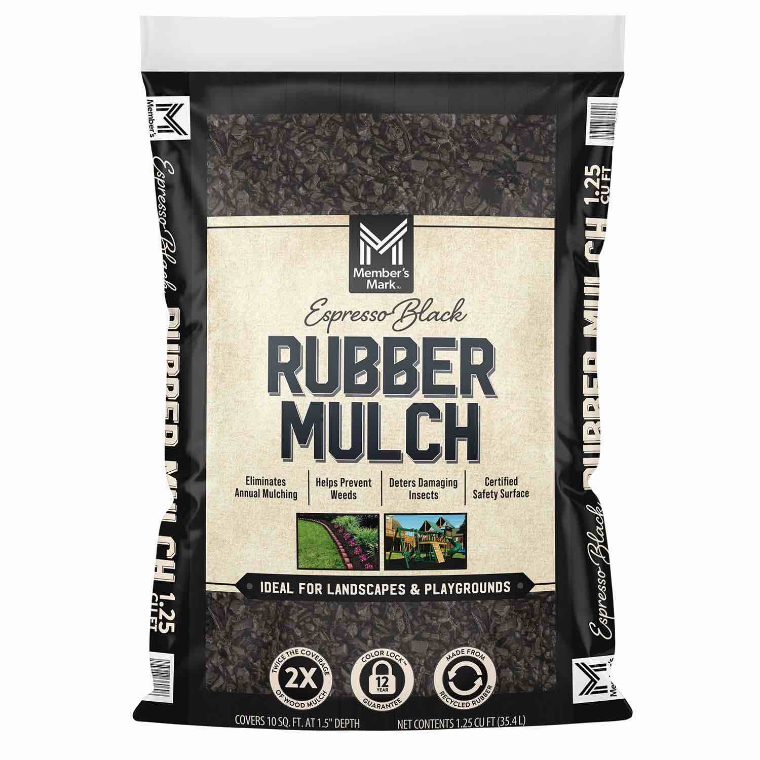 member's mark black rubber mulch, 1.25 cu. ft.