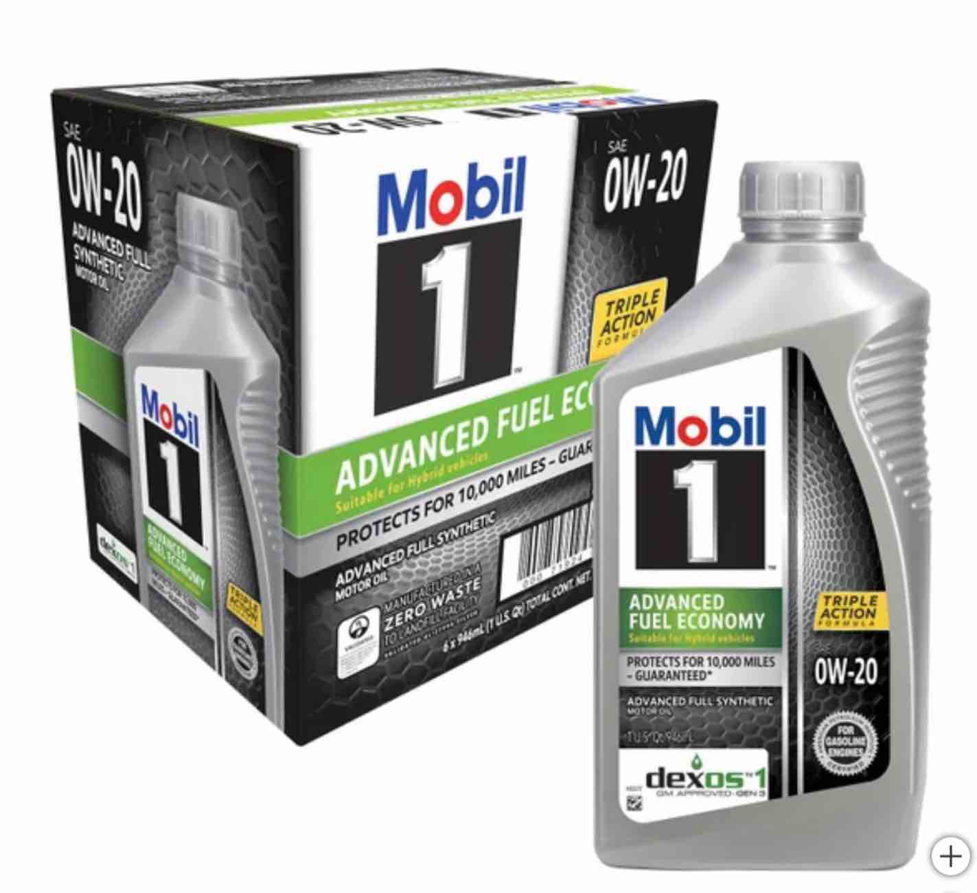 mobil 1 advanced fuel economy full synthetic motor oil 0w-20, 1-quart/6-pack