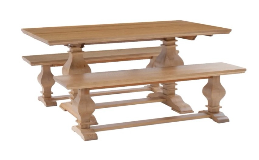 SEE DESCRIPTION Powell® McLeavy Banks 3-Piece Rustic Honey Dining Table Set 19D6081DT2