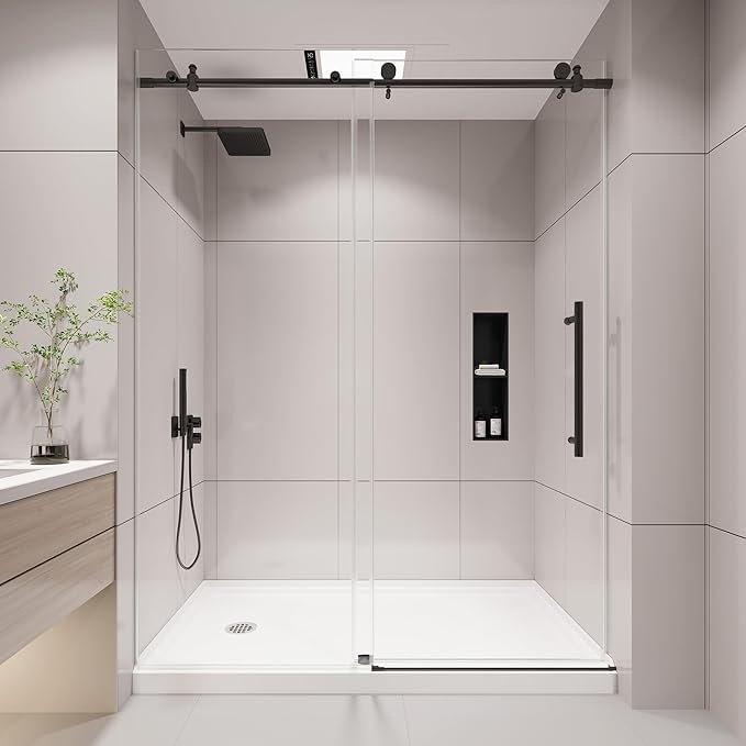 Sliding Glass Shower Door, Tempered Clear Glass
