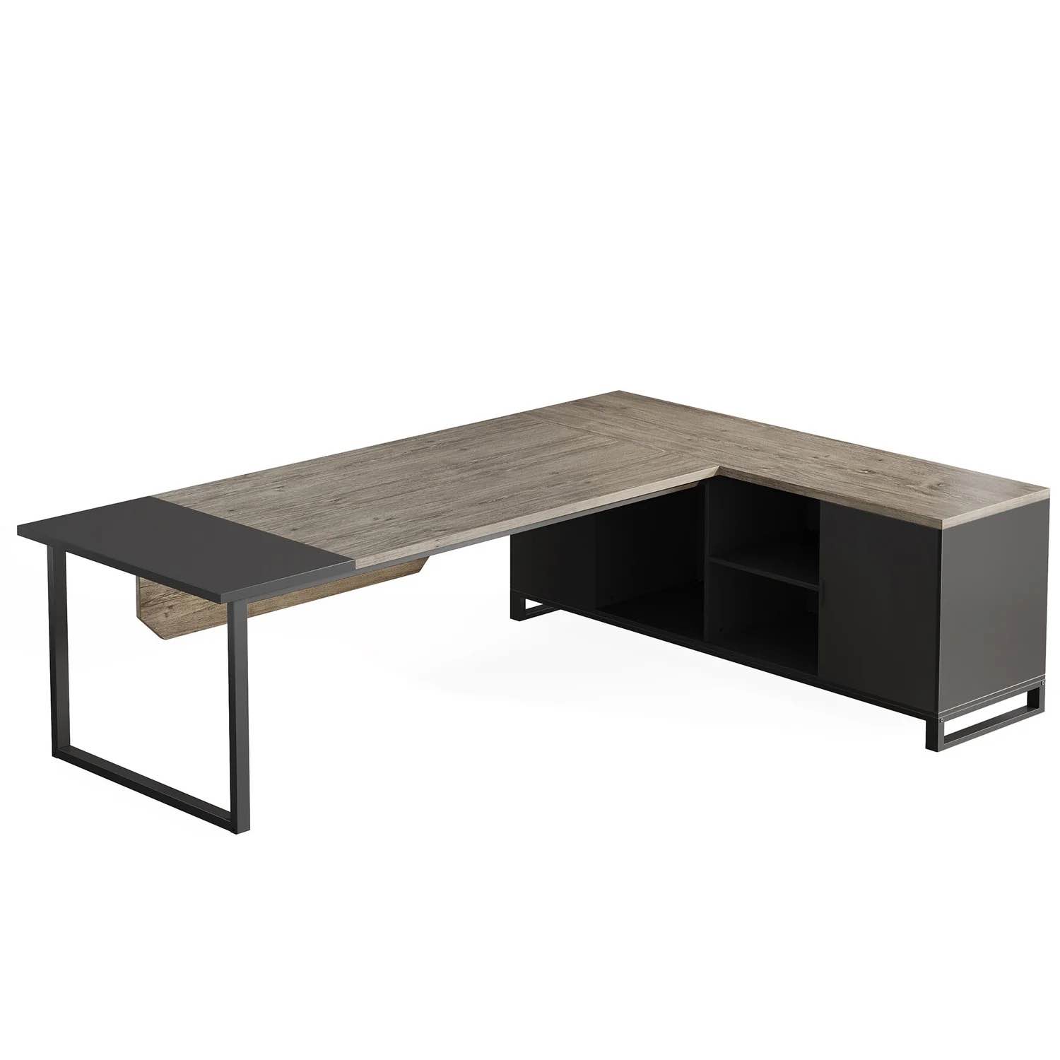 SEE DESCRIPTION Large L-Shaped Desk, 70.87" Executive Desk with 55" File Cabinet HOGA-XK00665