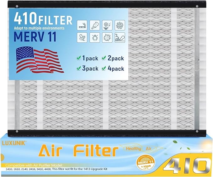 3 Pack 410 Replacement Air Filter MERV 11 Compatible with AprilAire Models 1410, 1610, 2410, 2416, 3410, 4400, fit for 16x25x4 Furnace