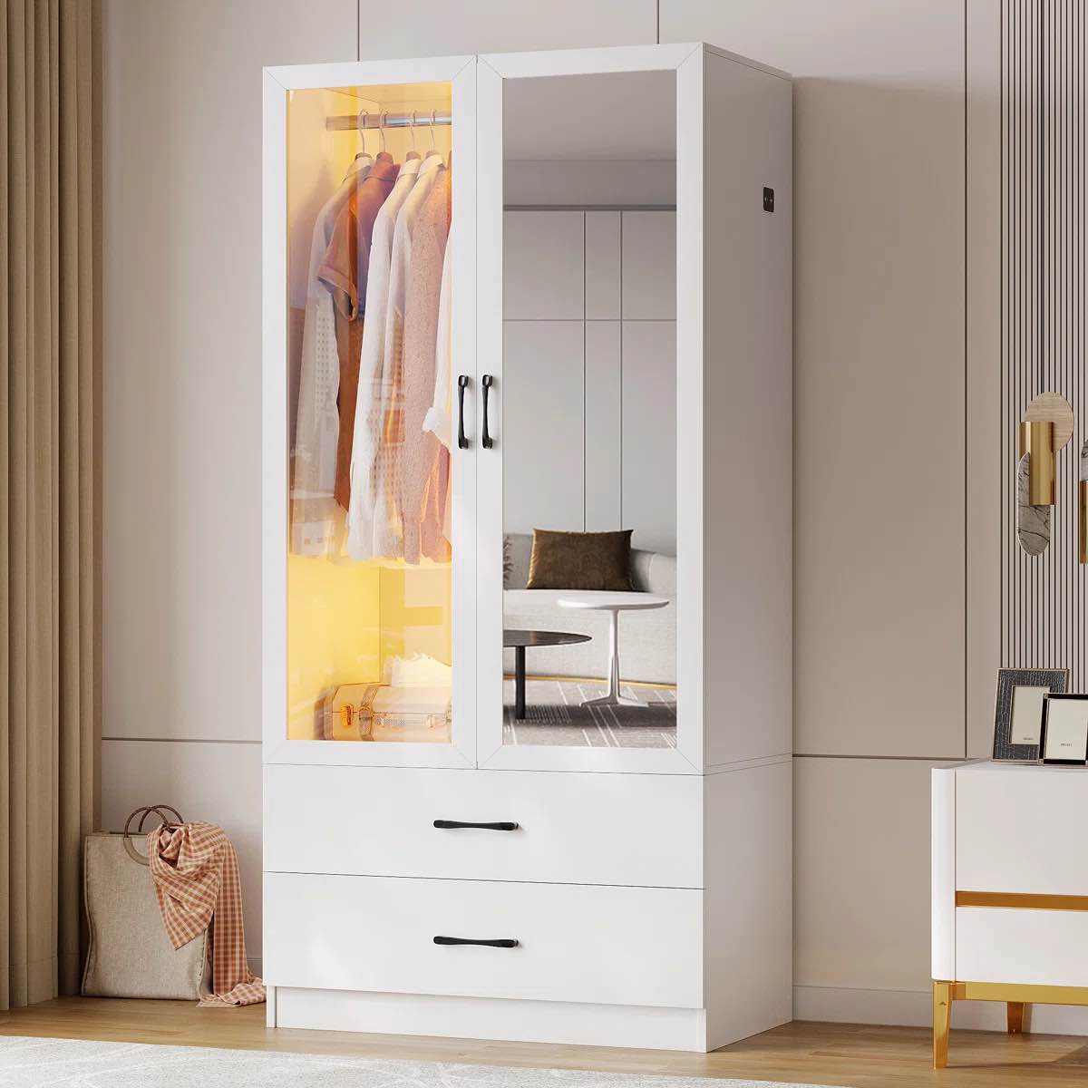 2 Doors Armoire Wardrobe With 2 Drawers And Human Sensory Module By Wrought Studio™