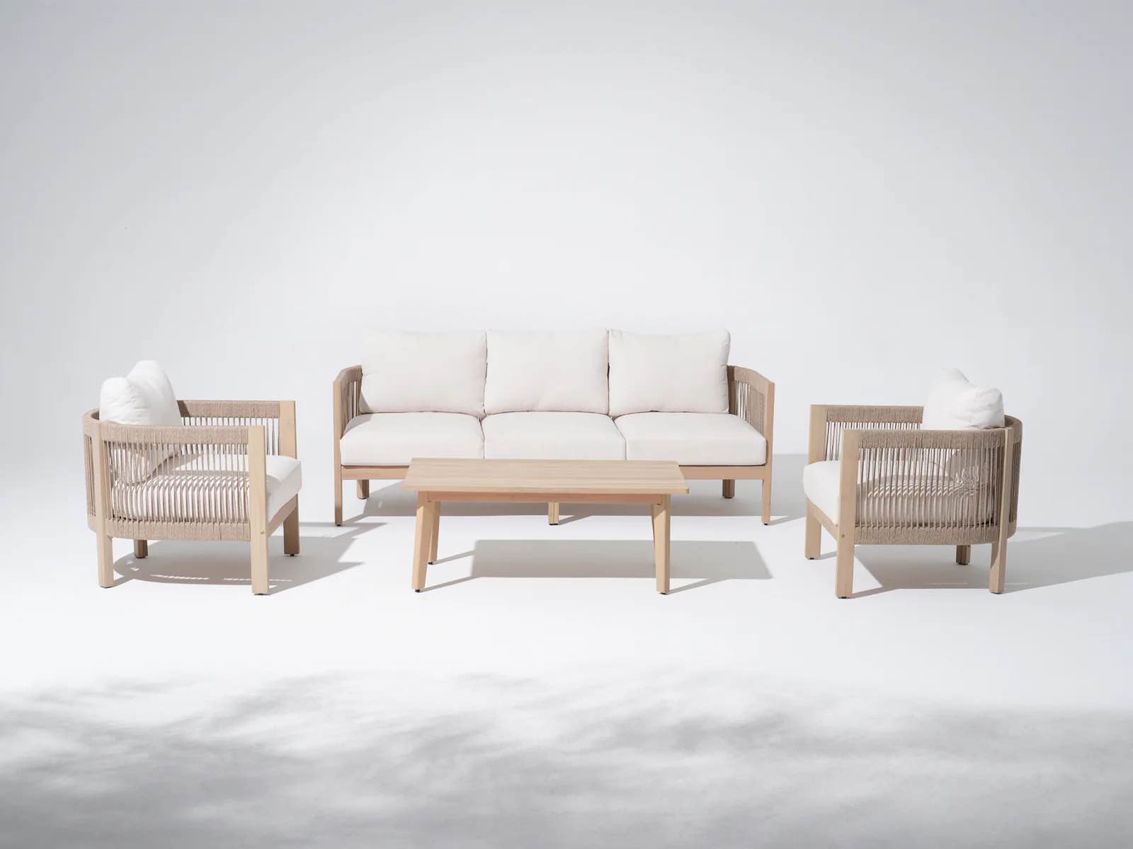 SEE DESCRIPTION Foristern Wooden Outdoor Loveseat & Sofa Sets with Rope Design