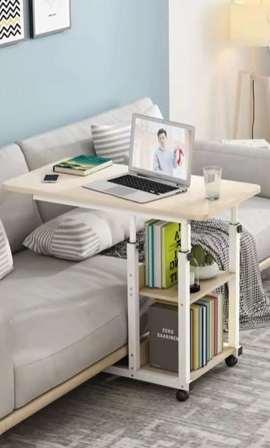 Bed Beside Table Adjustable Height Computer Desk Lifting Laptop Table with Wheels