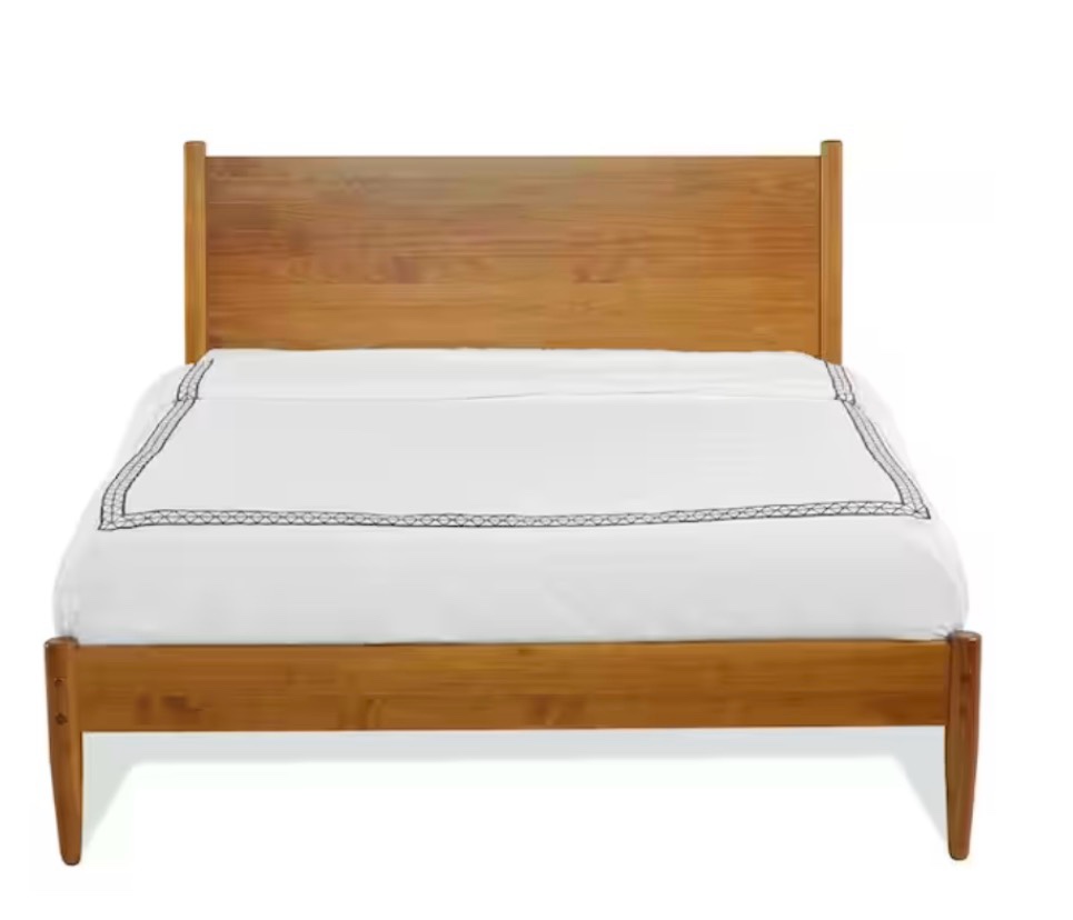SEE DESCRIPTION MD2209 Mid-Century Castanho, Full Size, Panel Headboard, Platform Bed by Camaflexi