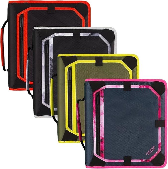 Five Star Zipper Binder, 2 Inch 3 Ring Binder, Expansion Panel, Durable, Color Selected For You, 1 Count (29052)