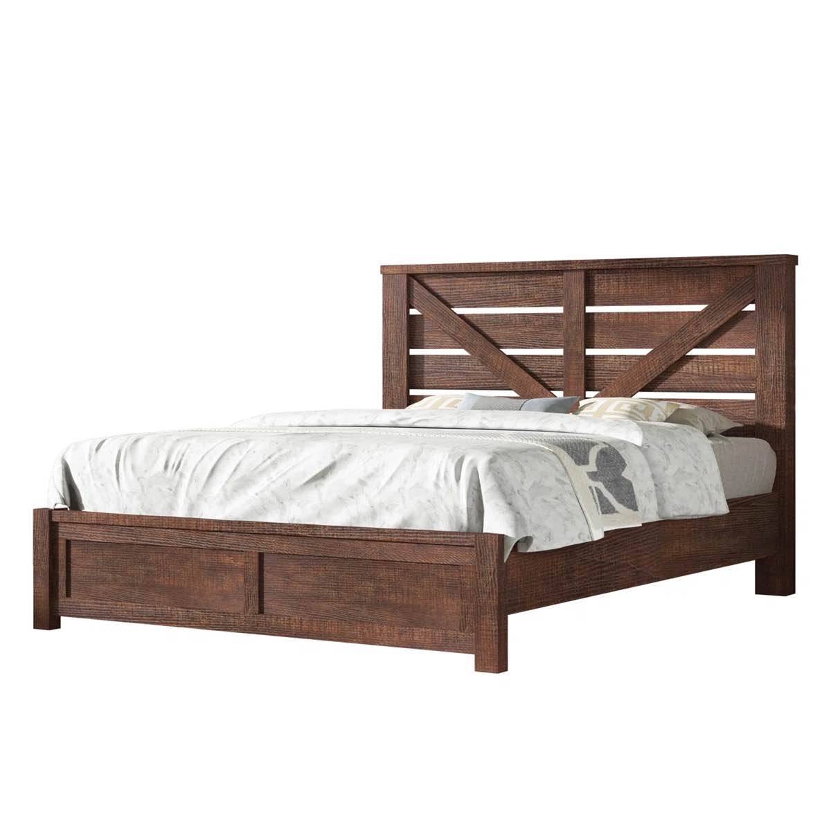 Tryston Farmhouse Full Bed Frame with 49.2" Barn Door Headboard, Brown By Trent Austin Design®