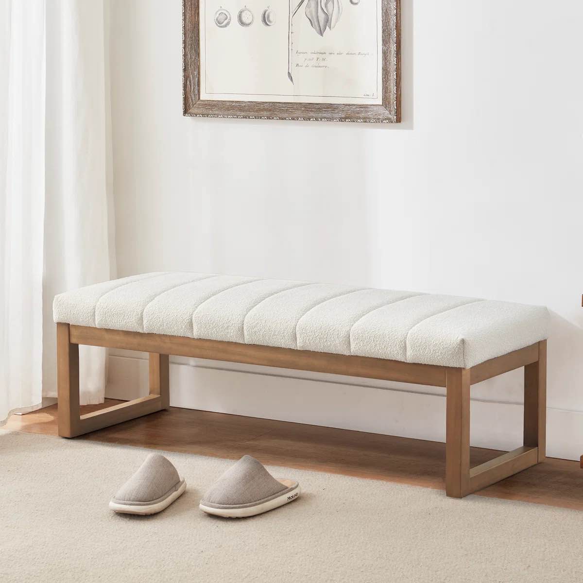 53" Wide Boucle Upholstered Bench By Ebern Designs