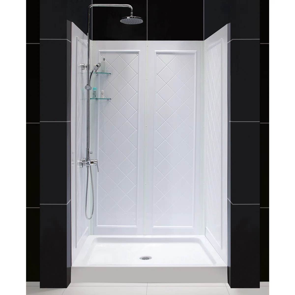 Qwall 48" W x 76.75" H Framed Rectangle Shower Stall