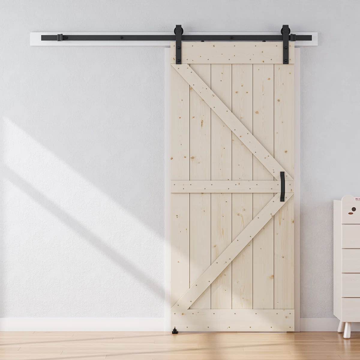 48” X 96” Solid Wood Paneled Barn Door with Installation Hardware Kit By LDB_BUILDING
