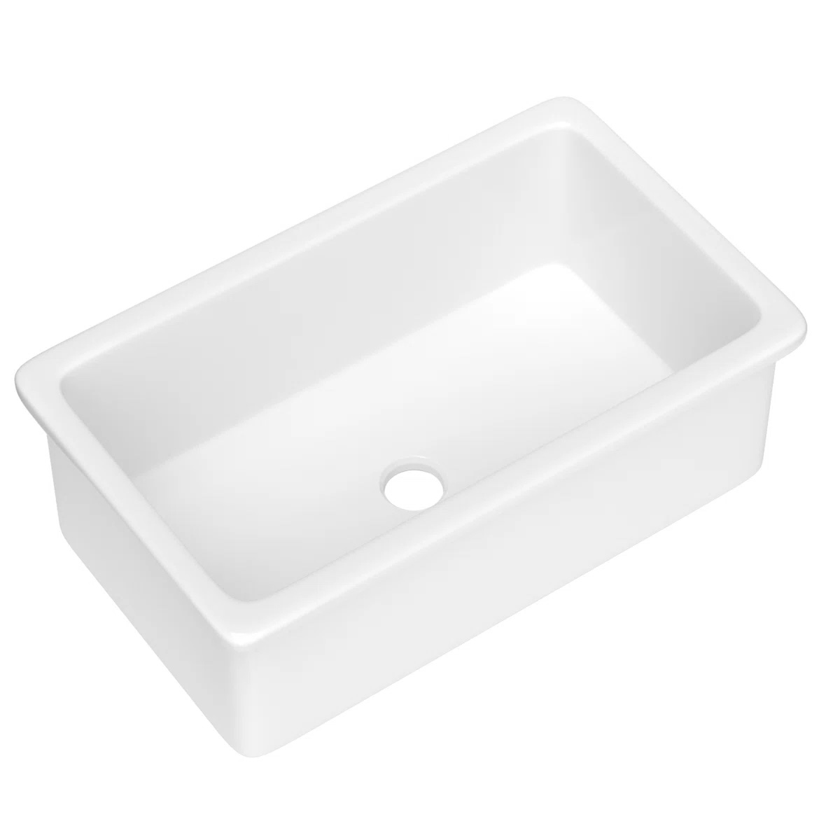 Rectangular Fireclay 32" L x 19" W Fireclay Undermount Kitchen Sink with Basket Strainer and Sink Grid DV-1K513 By DeerValley