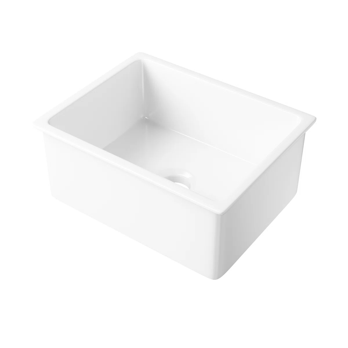 Oslo 23.5" x 18.5" White Single Bowl Fireclay Undermount Kitchen Sink with Basket Strainer and Bottom Grid ERI-DS-162 By Eridanus