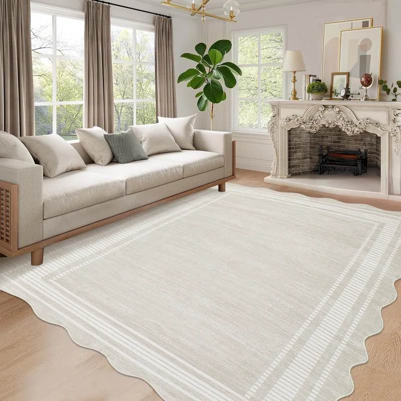 Rectangle 9' x 12' Machine Washable Rug with Rubber Backing Border Design Non-Slip Carpet for Living Room, Bedroom, Dining Room, Office, Playroom by Ebern Designs