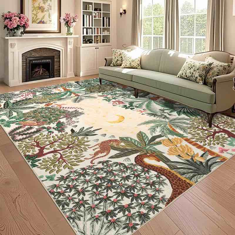 9’ X 12’ Floral Machine Washable Rugs with Rubber Backing for Living Room Non Slip Stain Resistant Carpet for Bedroom Living Room by Bay Isle Home™