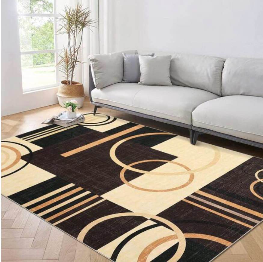 Brown 10x13ft Geometric Abstract Washable Area Rug by Garvee