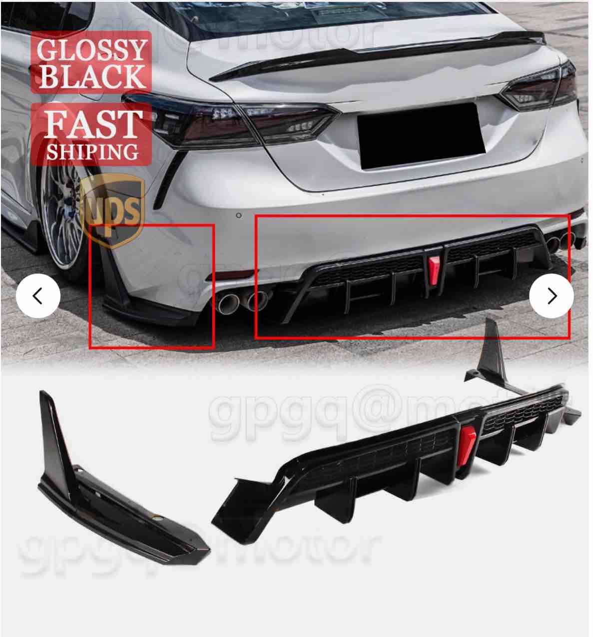 For Toyota Camry SE XSE 2018-2023 Yofer V2 Rear Bumper Diffuser + Corner Aprons