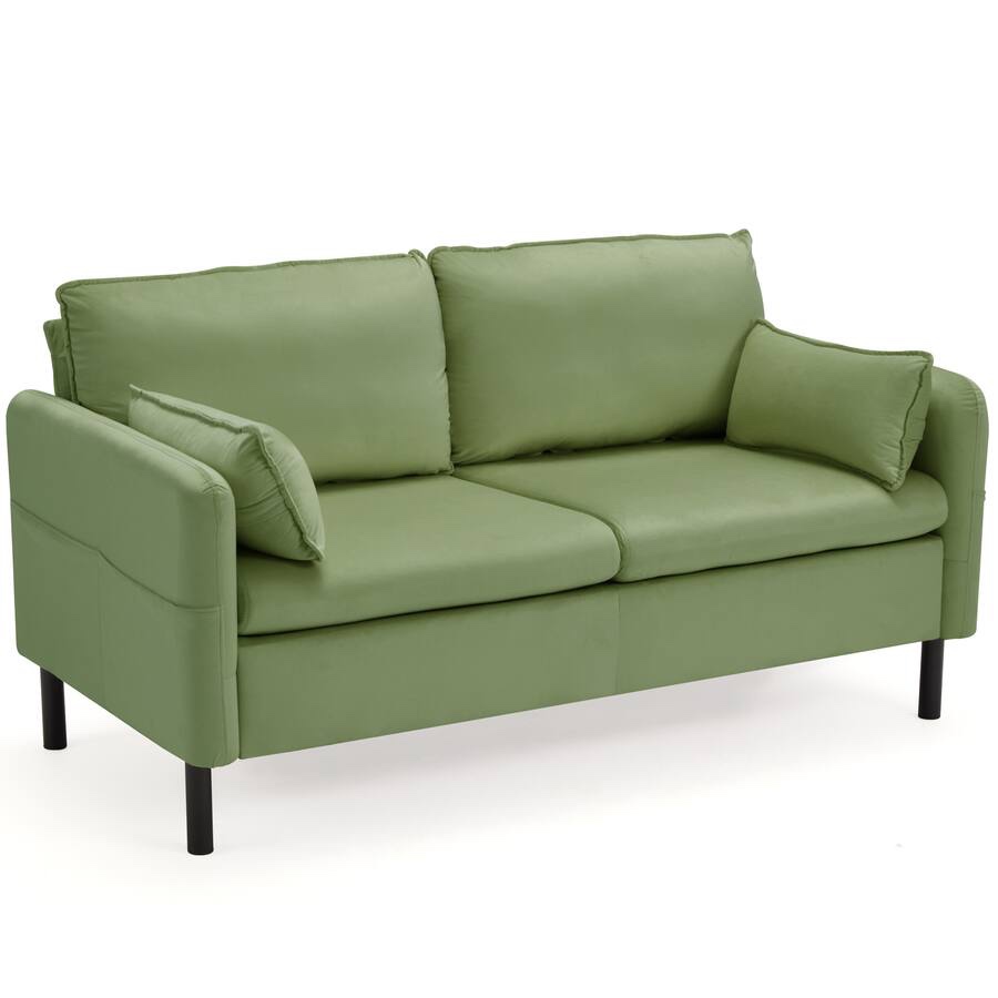 WYTJHM012GN U-HOMY - Modern Loveseat Sofa with Storage Pockets and Cushions – Small Space 2-Seater Couch for Living Room - Green