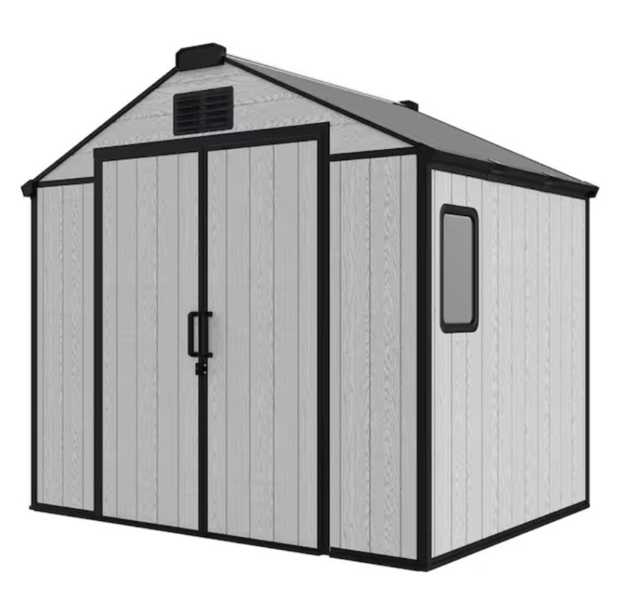 SEE DESCRIPTION 8 ft. W x 6 ft. D Outdoor Resin Plastic Storage Shed with Floor for Garden Patio Furniture and Tools, Gray (48 sq. ft. ) XWSS325 by HOMMOW