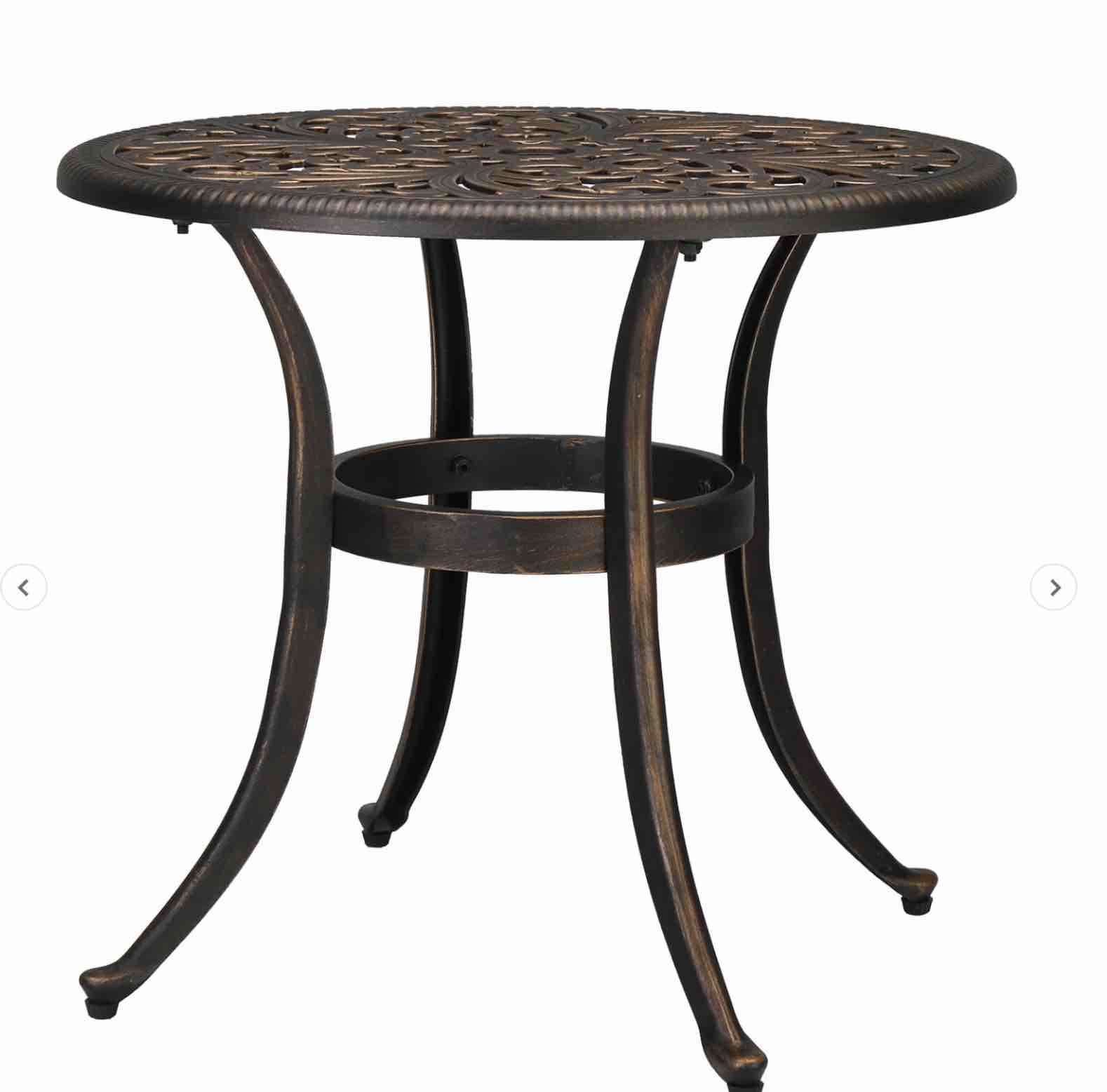 23.6" Round Outdoor Side Table with Umbrella Hole Bronze
