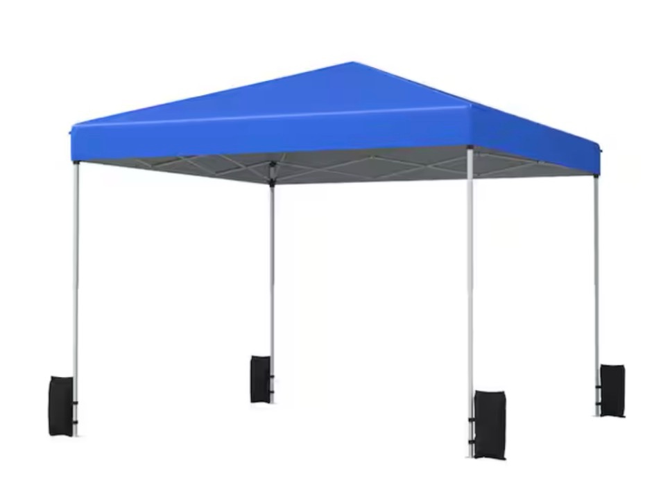  WYHWGB137LB 10 ft. x 10 ft. Outdoor Blue Pop Up Canopy, Instant Portable Tent with Wheeled Roller Bag, Sandbags, Adjustable Height by HOMMOW