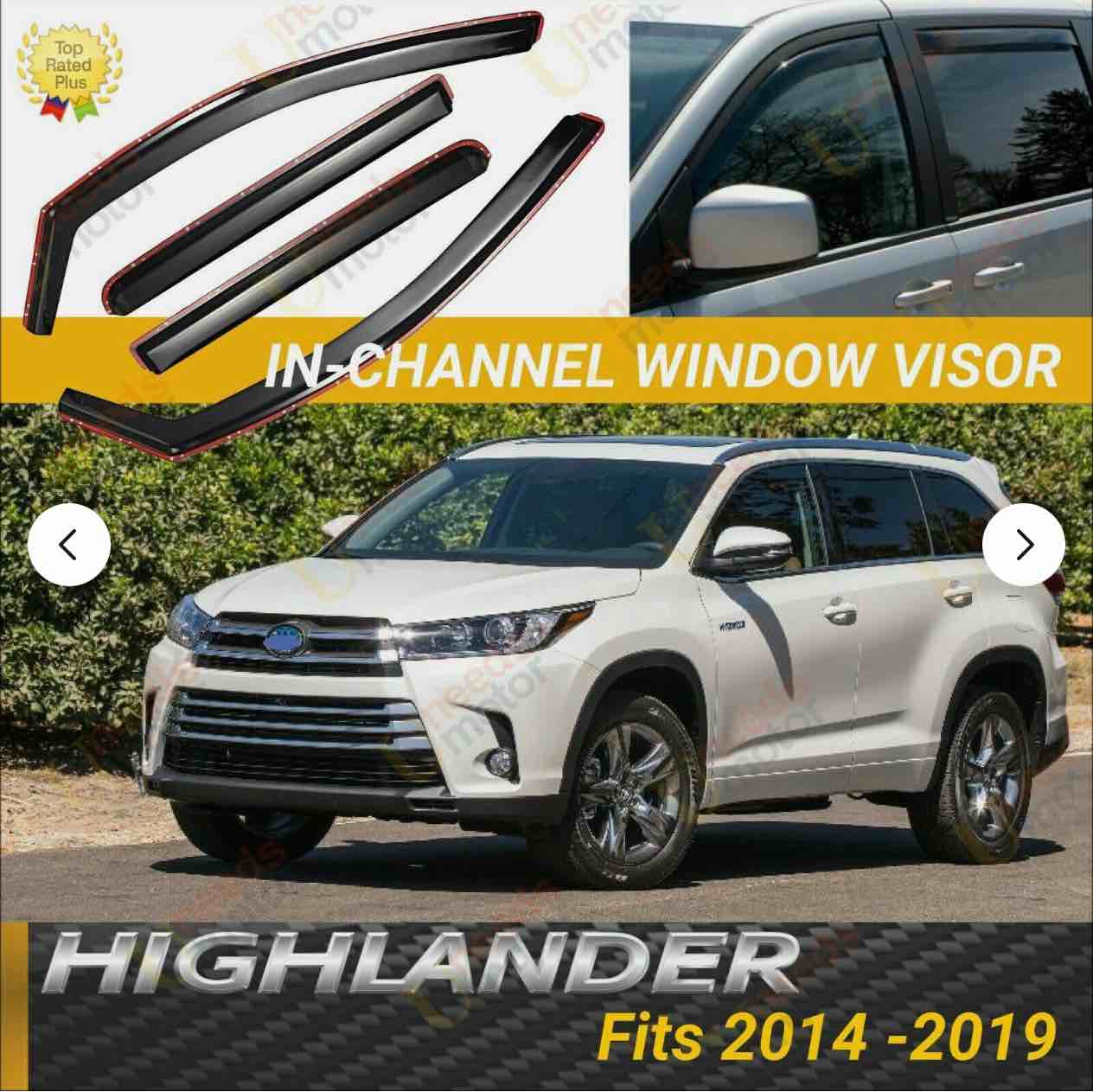 Fits Toyota Highlander 2014-2019 In-Channel Vent Window Visors Guard Deflectors