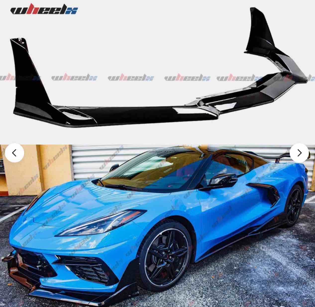 For 2020-25 Corvette C8 Z51 STG 3 Winglet Front Bumper Lip Splitter Gloss Black