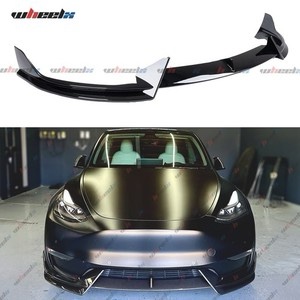 V Style Front Bumper Lip Splitter Gloss Black ABS For Tesla Model Y 2020-2025 24