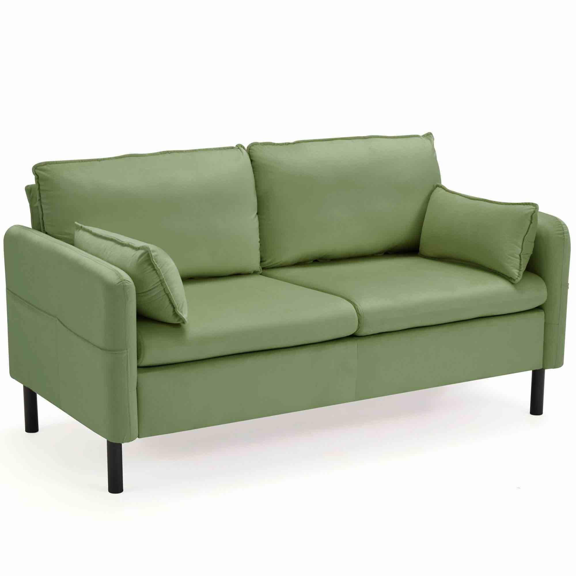 WYTJHM012GN U-HOMY - Modern Loveseat Sofa with Storage Pockets and Cushions – Small Space 2-Seater Couch for Living Room - Green