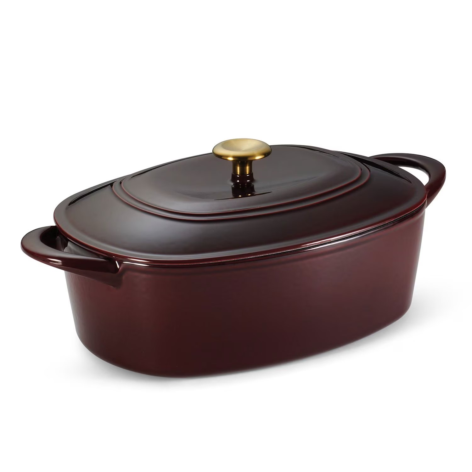 Tramontina 7-Quart Enameled Cast Iron Dutch Oven, Cranberry with Gold