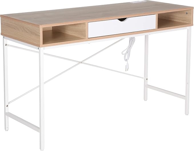 JJS Wood Home Office Writing/Computer Desk with White Drawer