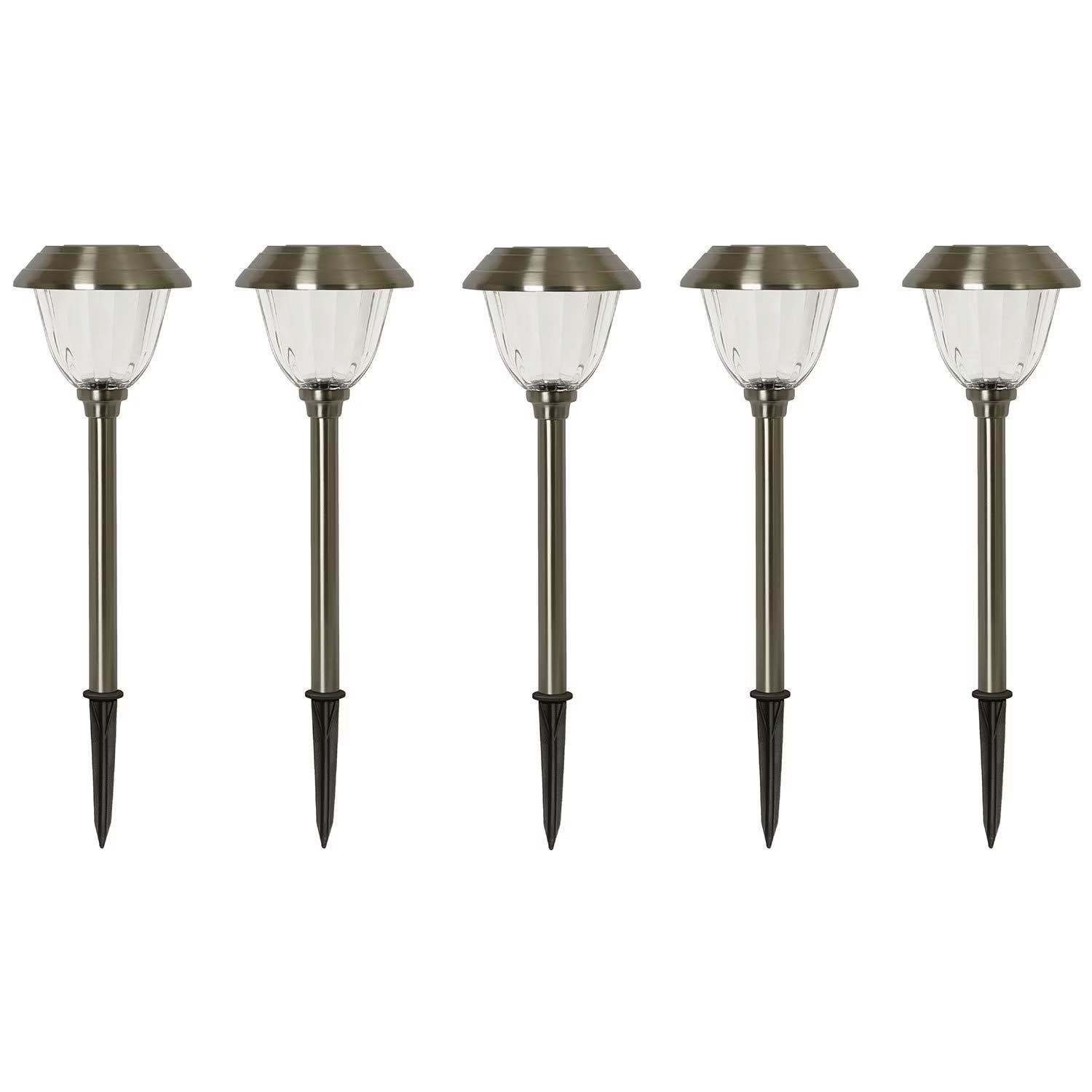 Member's Mark 5-Piece LED Solar Path Stake In Ground Lights, Stainless Steel
