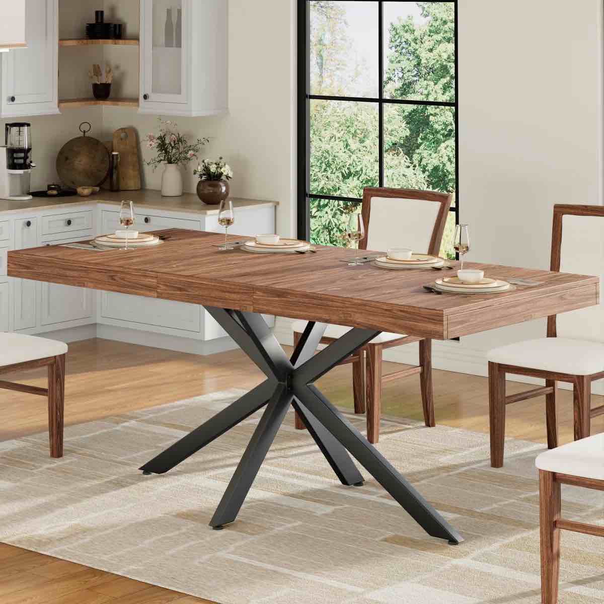Averni 55.1 To 70.9inch Extendable Dining Table with Storage Box for 6-8Seat, Walnut By Orren Ellis