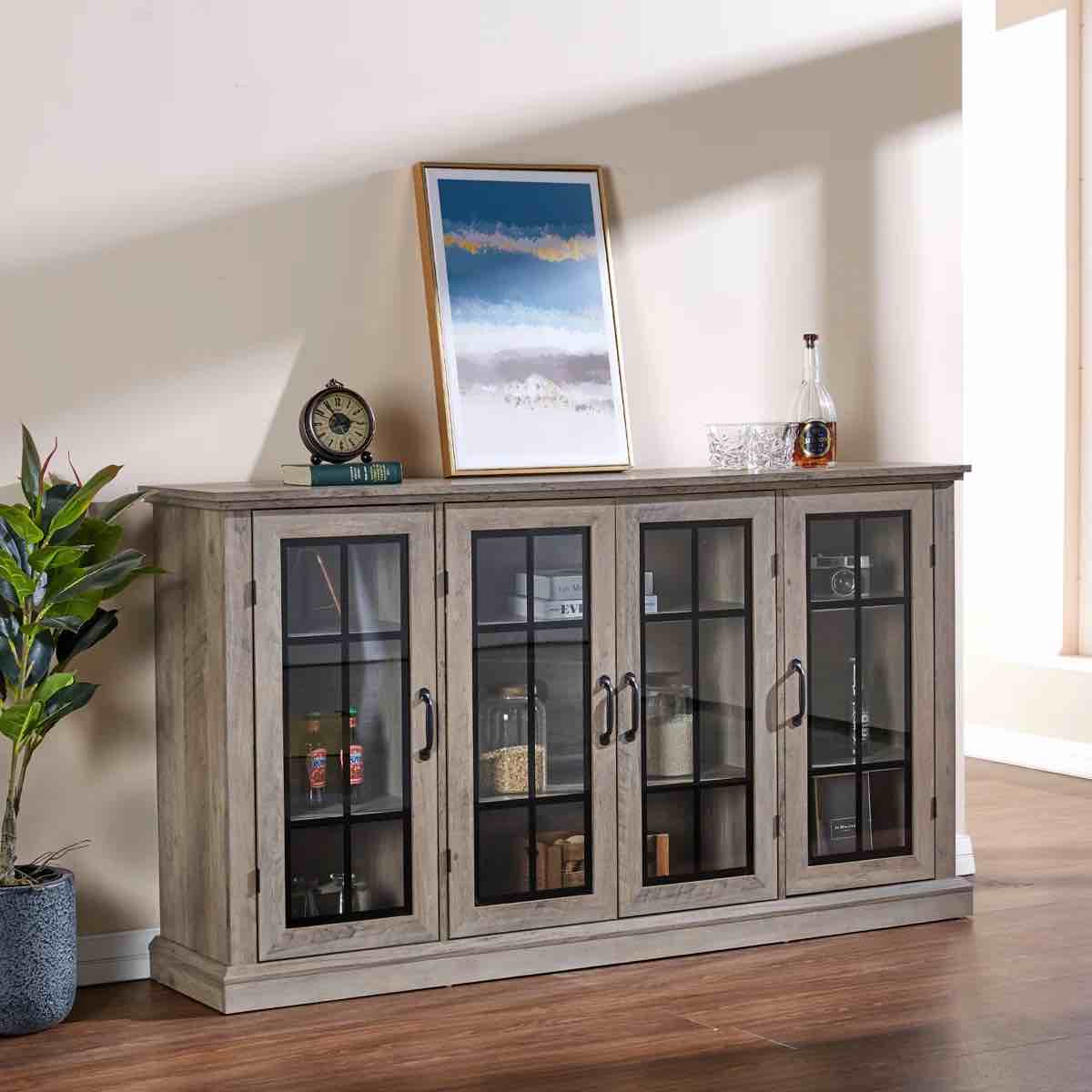 Alvilda 62.9'' W Modern Sideboard Buffet with Glass Doors By Lark Manor™