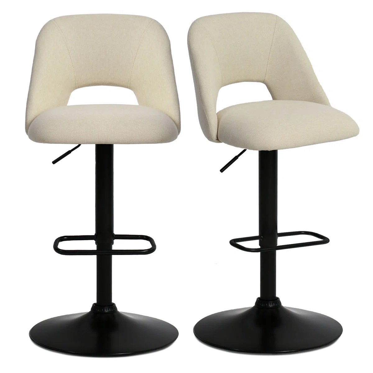 Bridgette 24"-32" Swivel 360° Upholstered Footrests Adjustable Height Bar Stool (Set of 2) By Mercury Row®