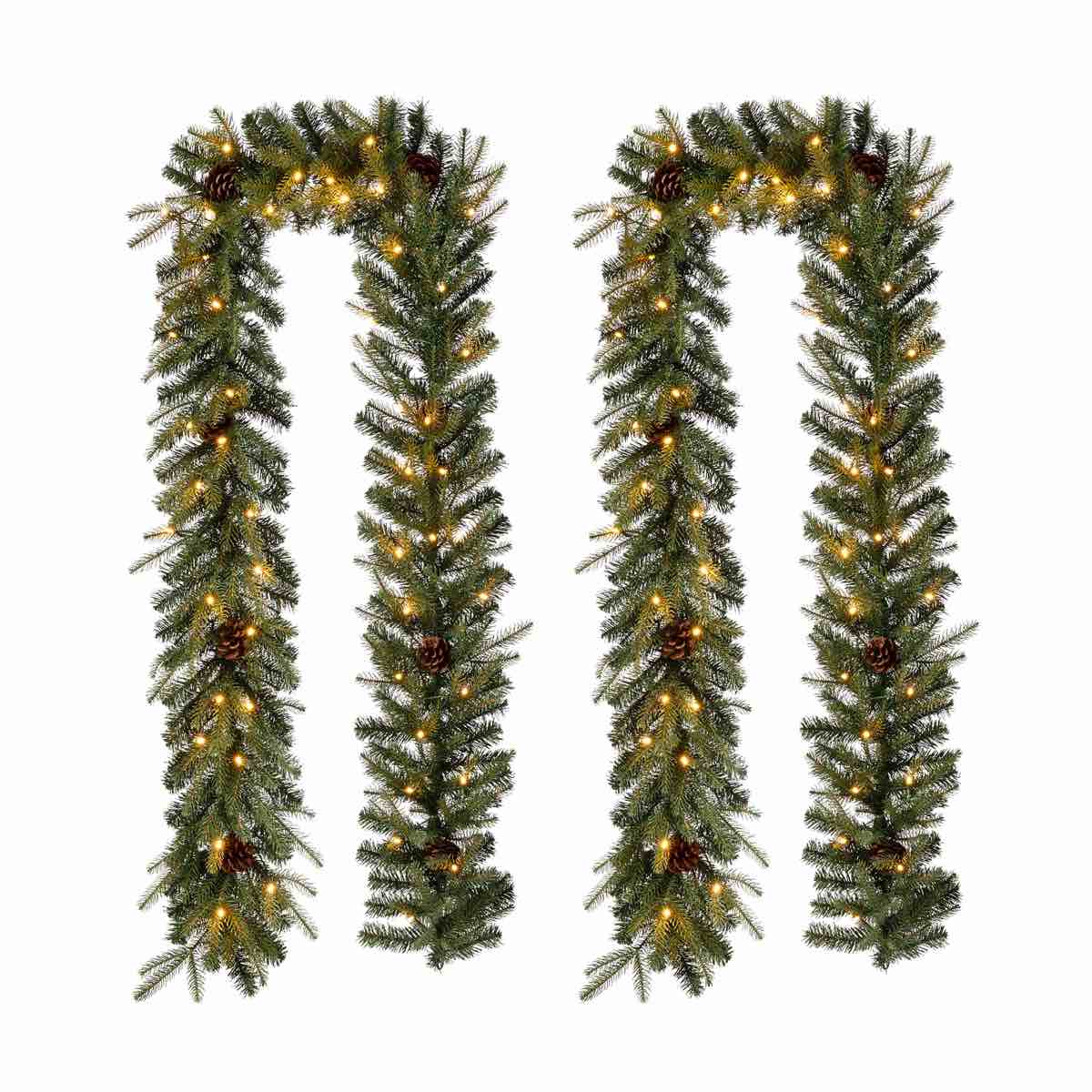 Soperton 9ft Greenery Christmas Garland With Lights (Set of 2) By The Twillery Co.®