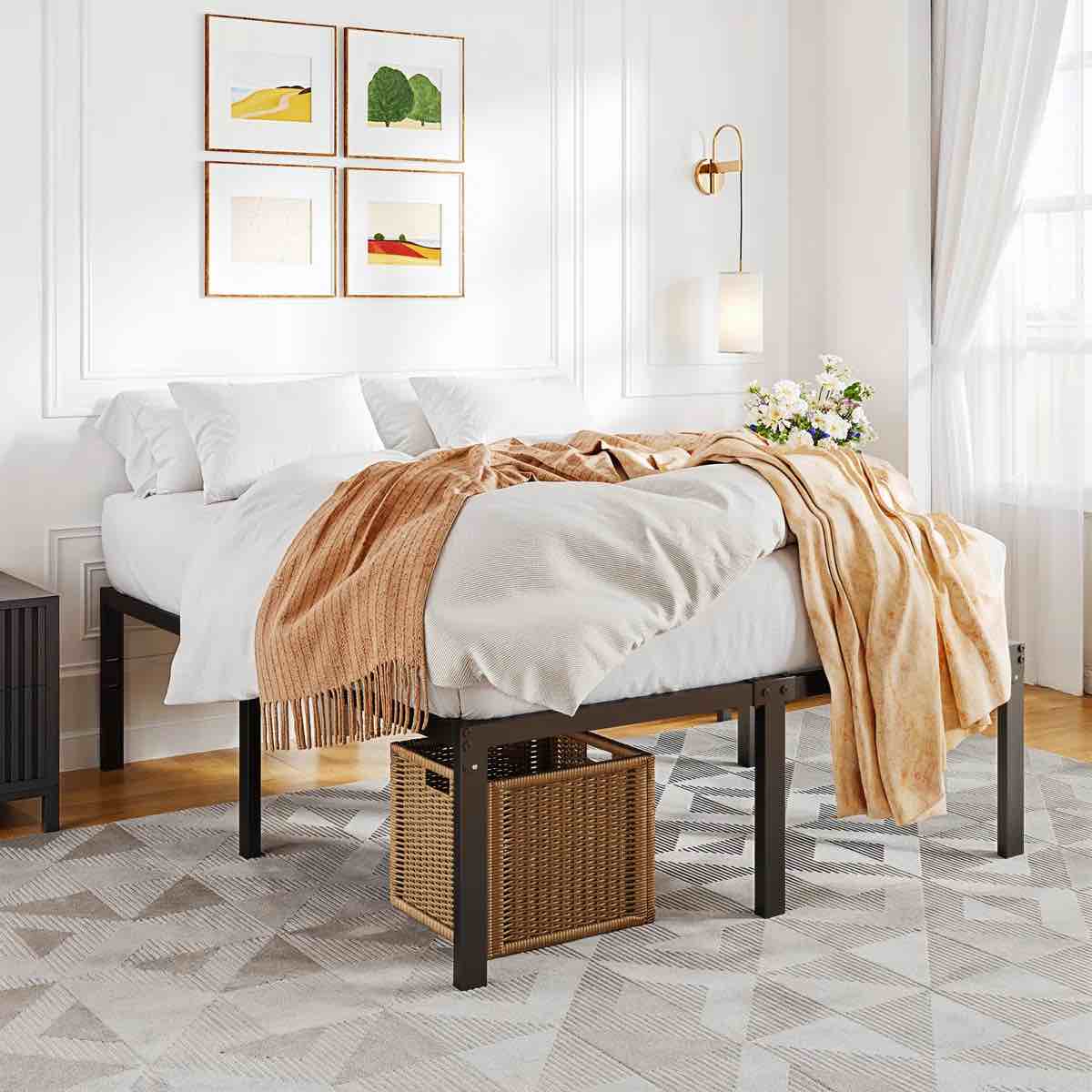 18.3” Modern Metal Bed Frame, No Headboard, No Box Spring Needed By Latitude Run®