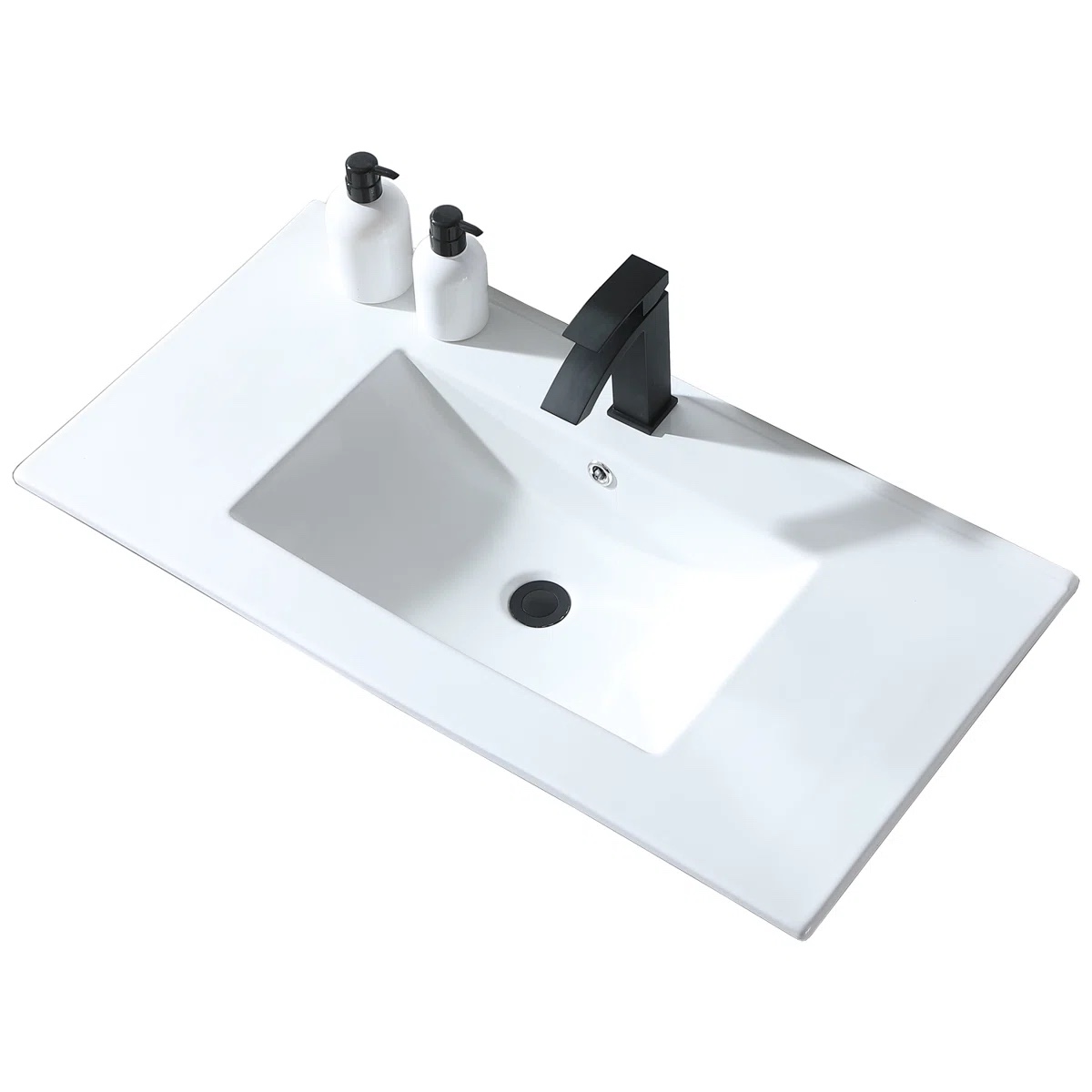 THKFVS037WH0BE Ceramic Single Bathroom Vanity Top with Sink