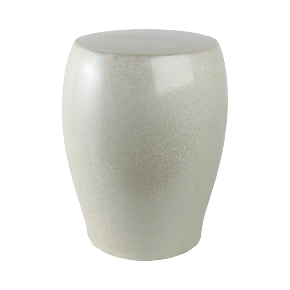 19” Ivory Ceramic Garden Stool- Modern Indoor/Outdoor Accent Seat