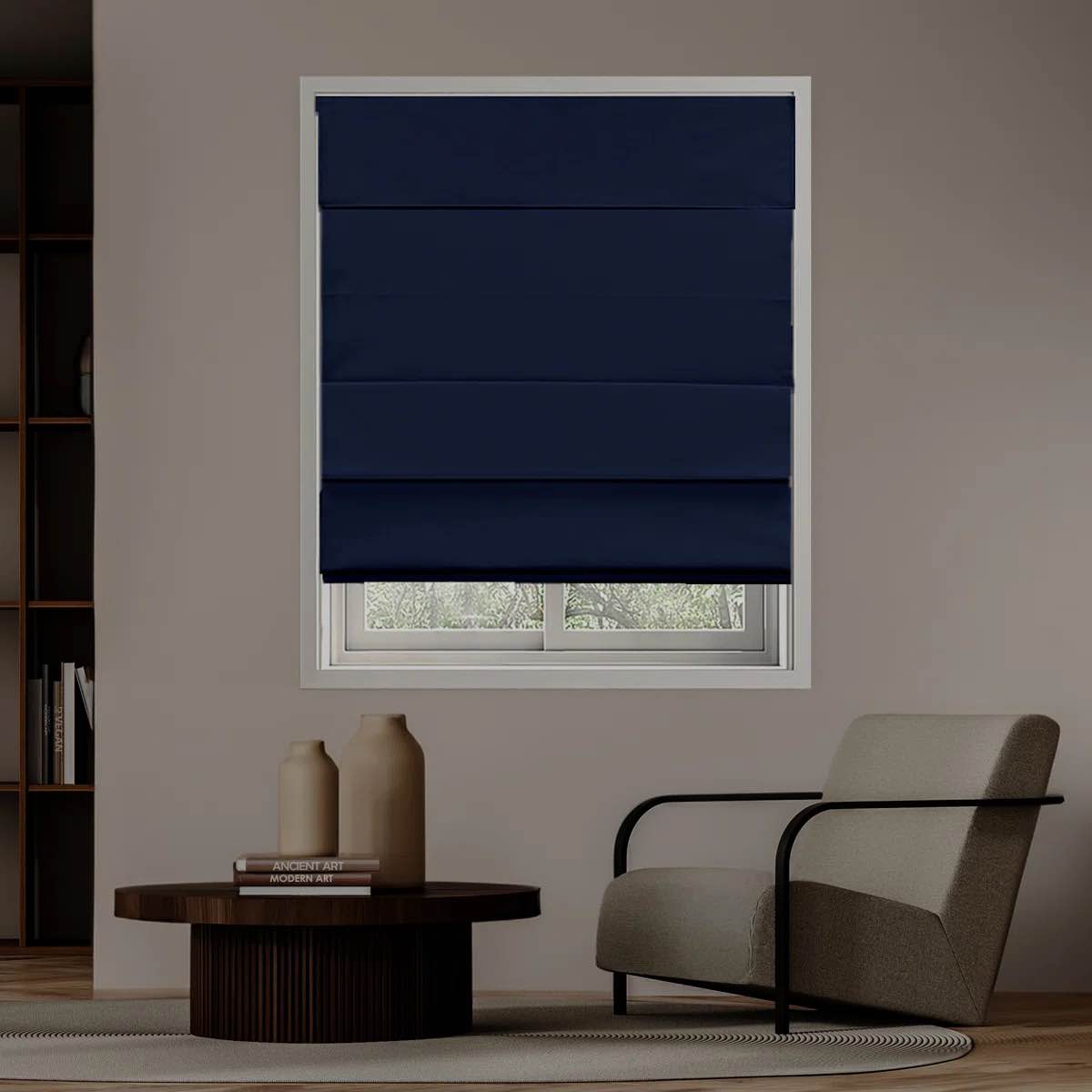Coursey Cordless Blackout 100% Cotton Roman Shade with Cellular Shade Backing, Navy 28"W x 72"L By Symple Stuff