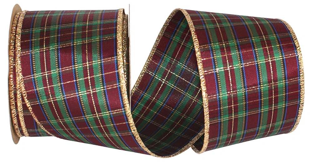 2-1/2"X10Yd Multi Mcsweeny Plaid Wired Edge Ribbon