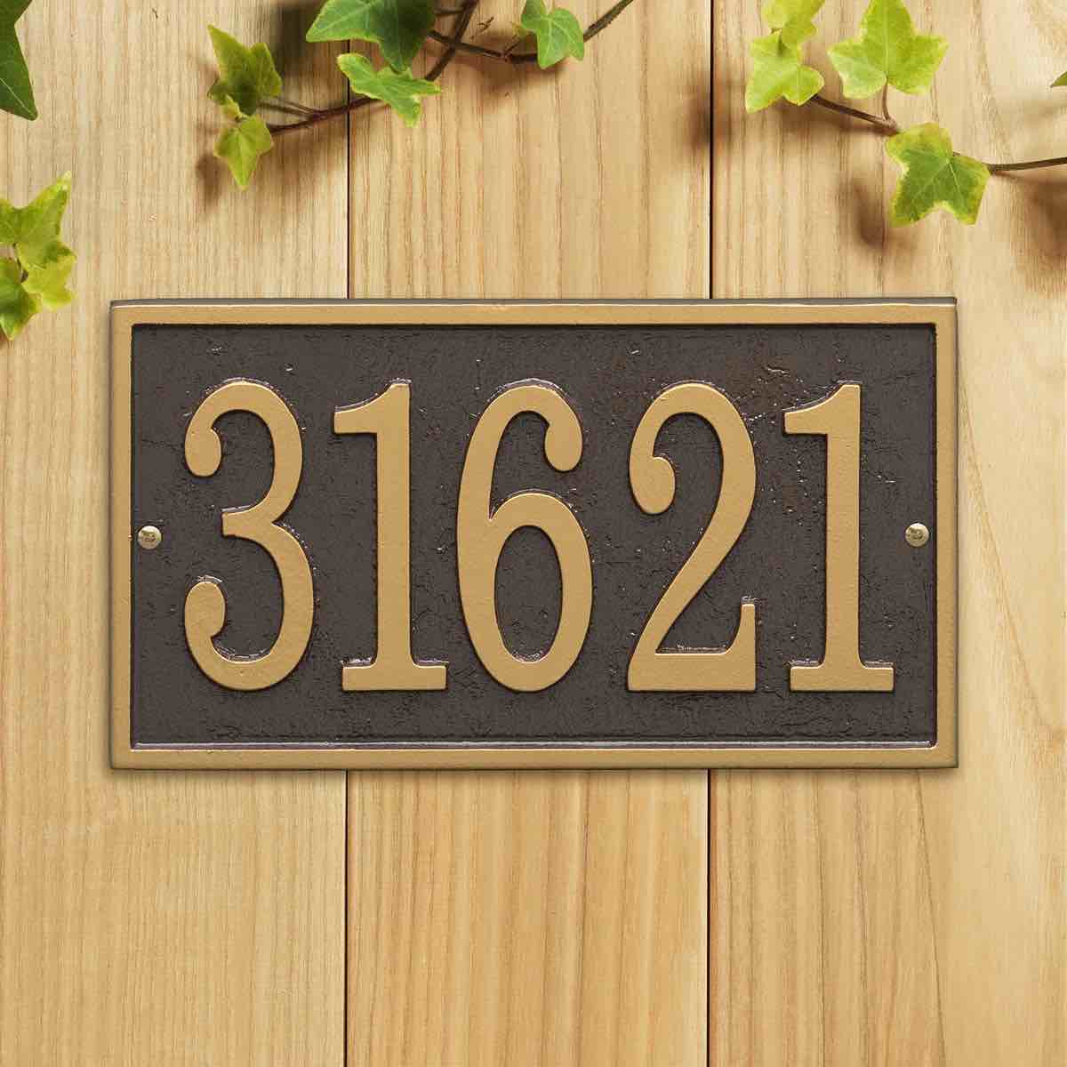 44118 Fast and Easy 1-Line Wall Number Plaque, Bronze/Gold