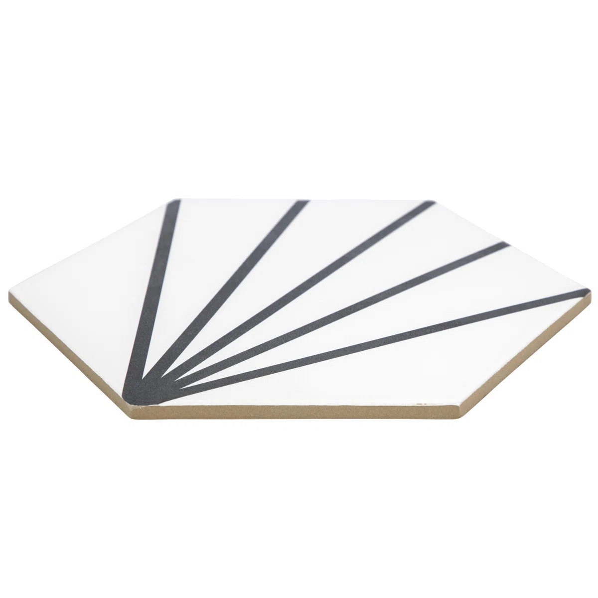 Sun Strip Hexagon Tile Light Black