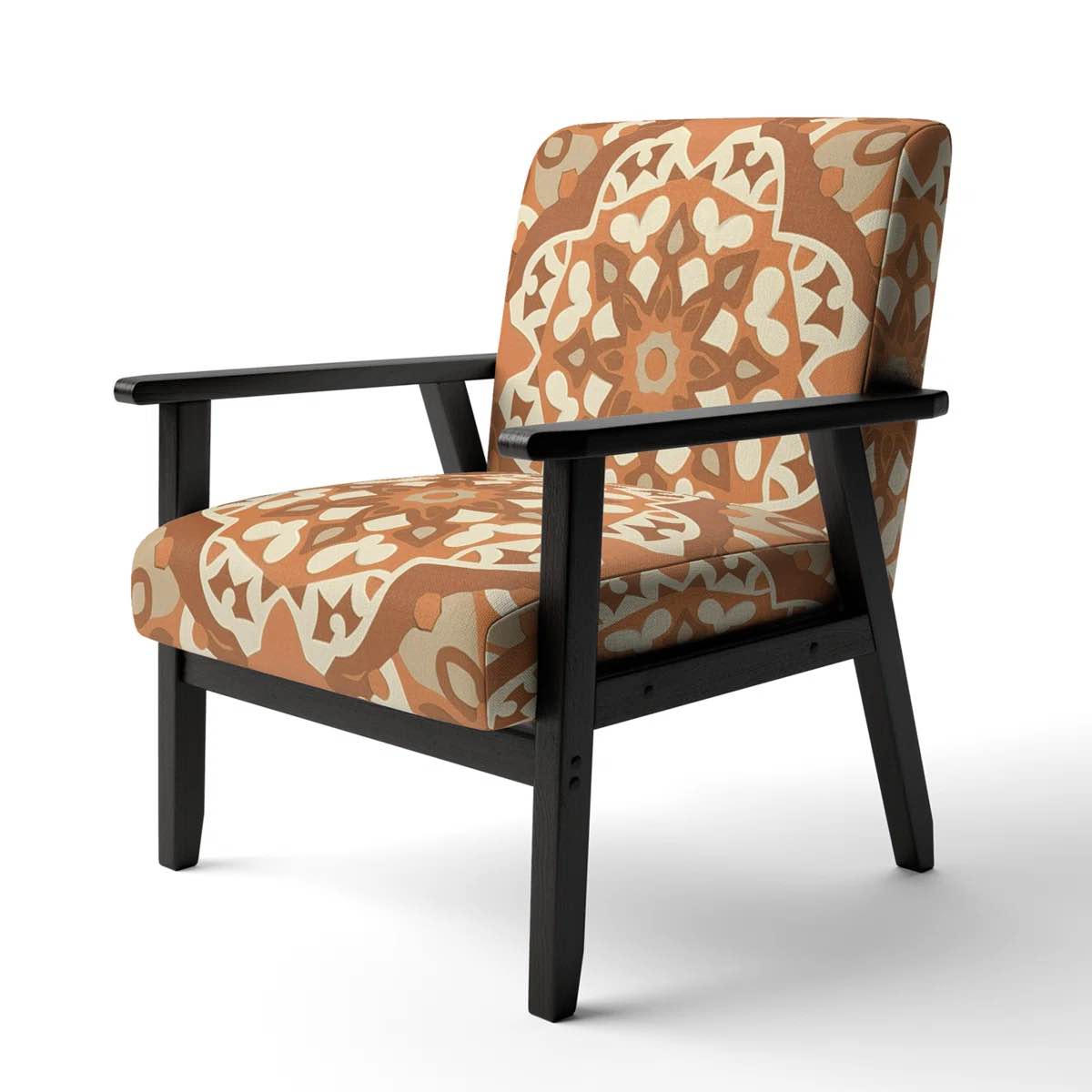 Moroccoan Tiles In Earth Tones III - Upholstered Abstract Tile Accent Chair and Modern & Contemporary Arm Chair
