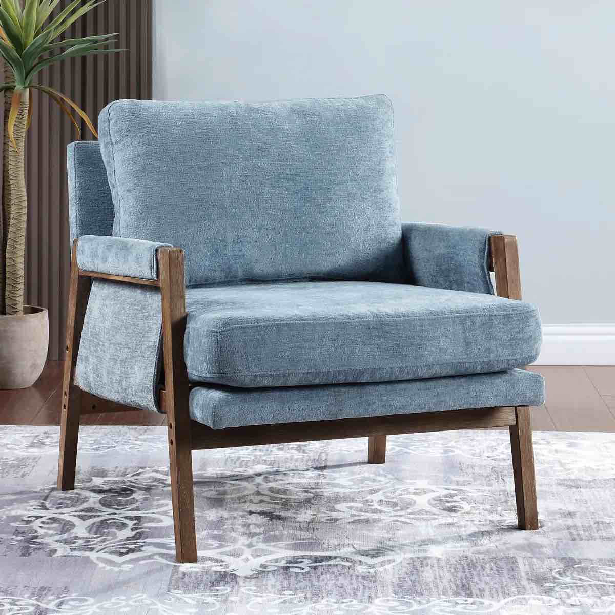 Brayven Accent Chair - 30" Wide Scandinavian Style Plush Fabric Cushion Solid Wood Frame