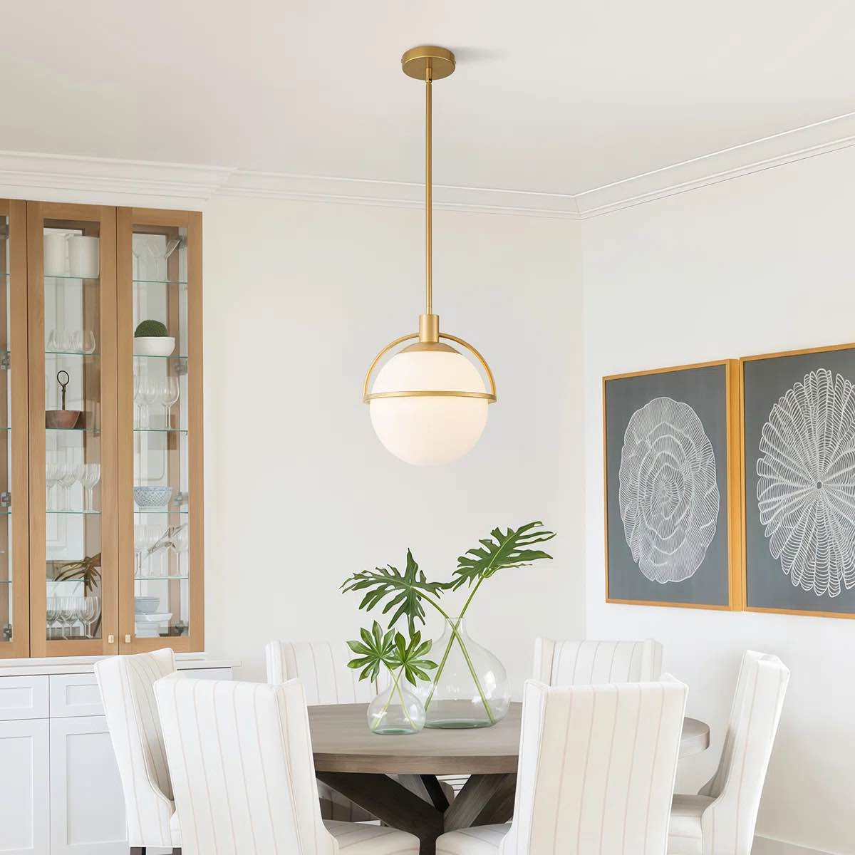 Gladi 1- Light Single Globe Dimmable Pendant Light, Gold