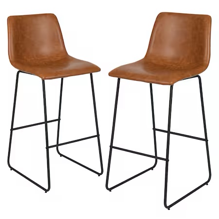 30 Inch Bar Height Barstools in Light Brown, Set of 2
