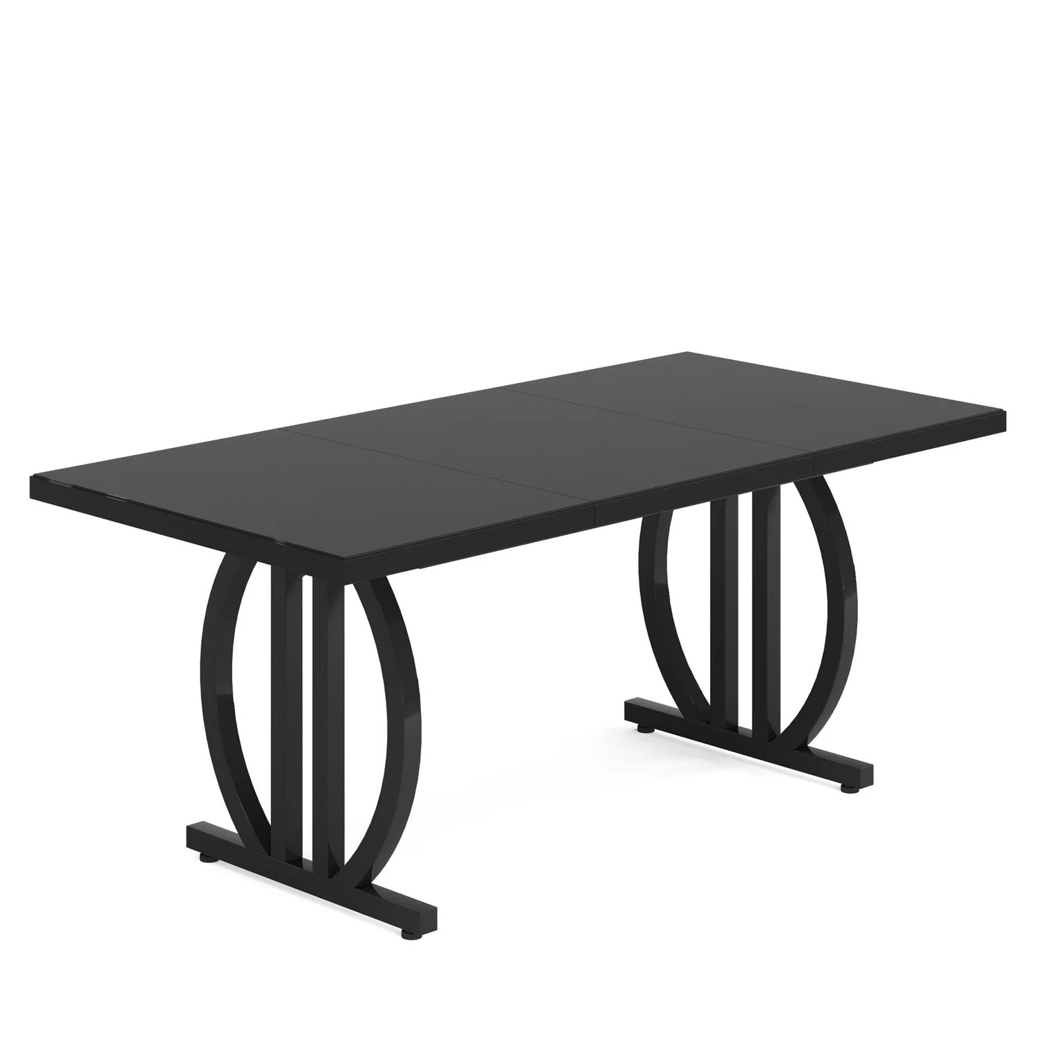 SEE DESCRIPTION HOGA-HL087 63" Dining Table for 4-6 People, Modern Kitchen Dinner Table with Metal Frame