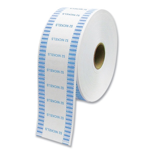 CONTROLTEK Automatic Coin Wrapper Roll for Coin Wrapping Machines, Nickels, $2.00, Kraft/Blue, 2,000/Roll, 8 Rolls/Carton (575035)